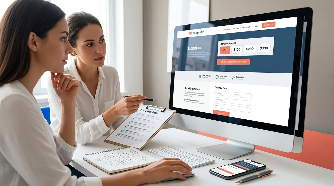 Nonprofit monthly giving analytics dashboard showing donor growth, retention rates and projected revenue