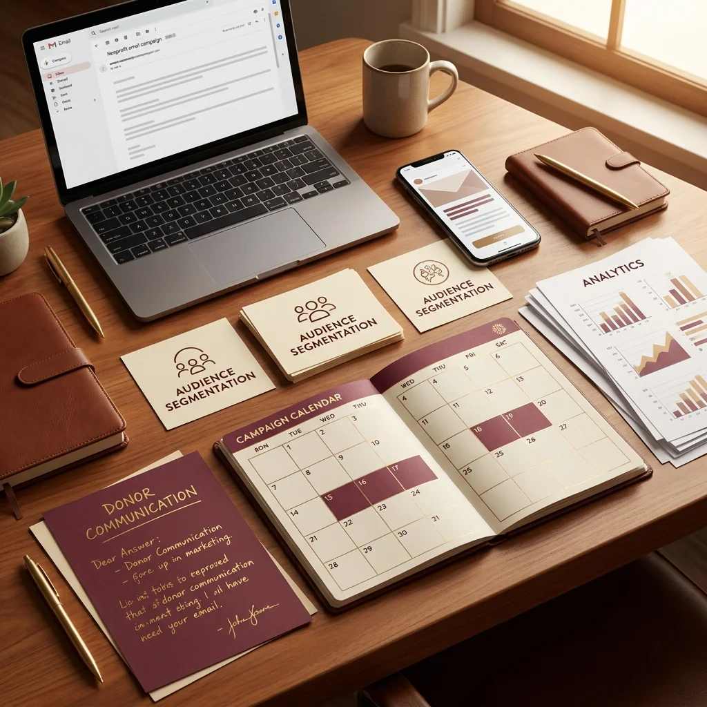 Nonprofit email marketing campaign planning with audience segmentation and donor communication