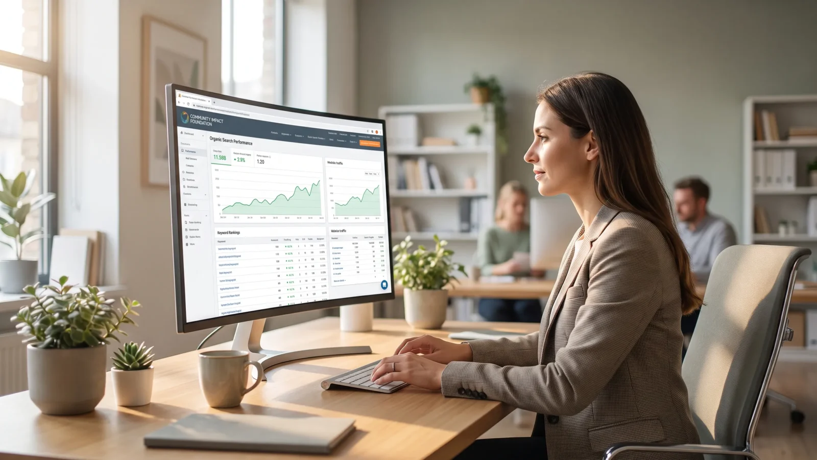 nonprofit SEO analytics team analyzing organic search performance