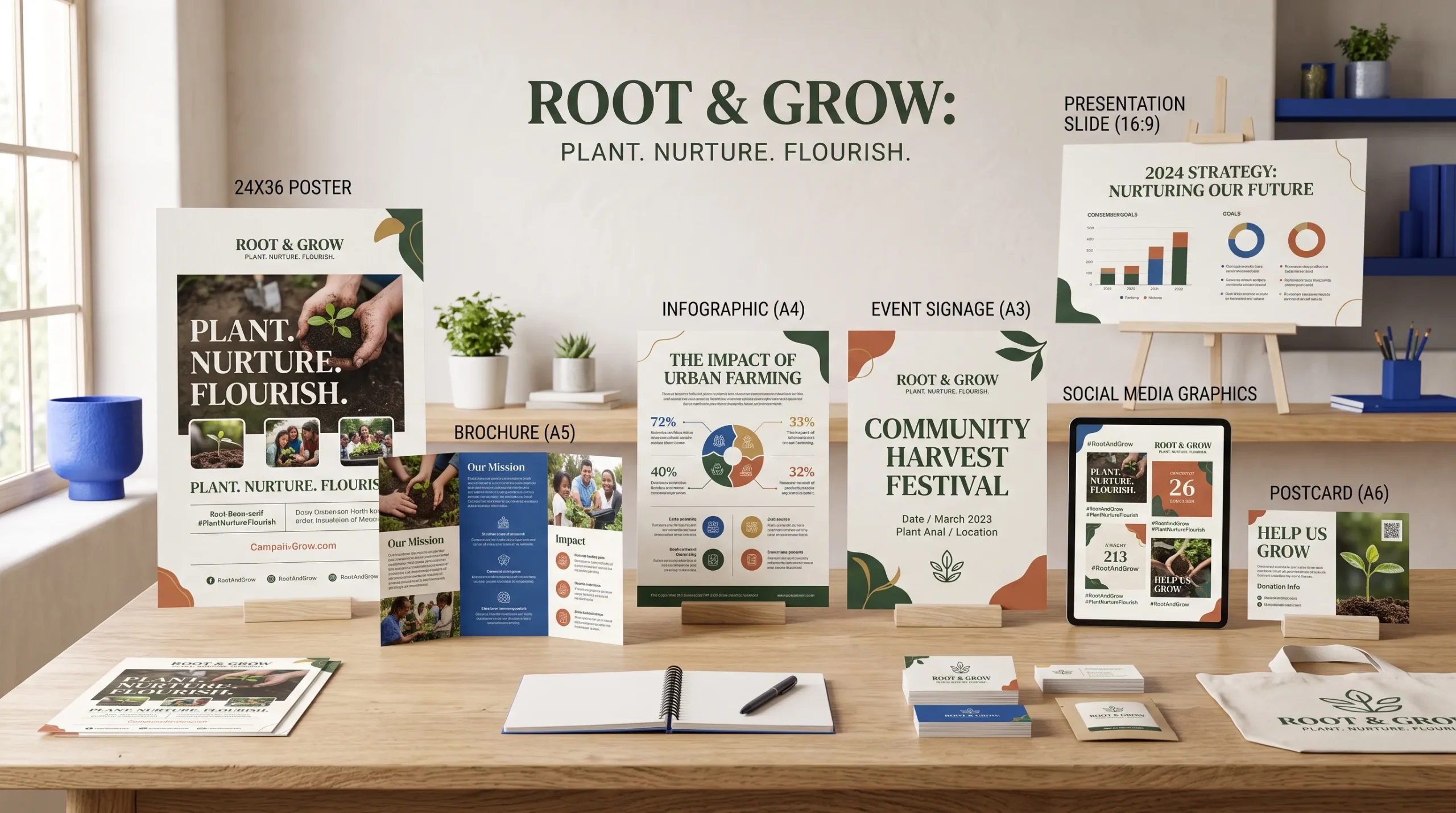 nonprofit graphic design portfolio featuring environmental and social impact branding