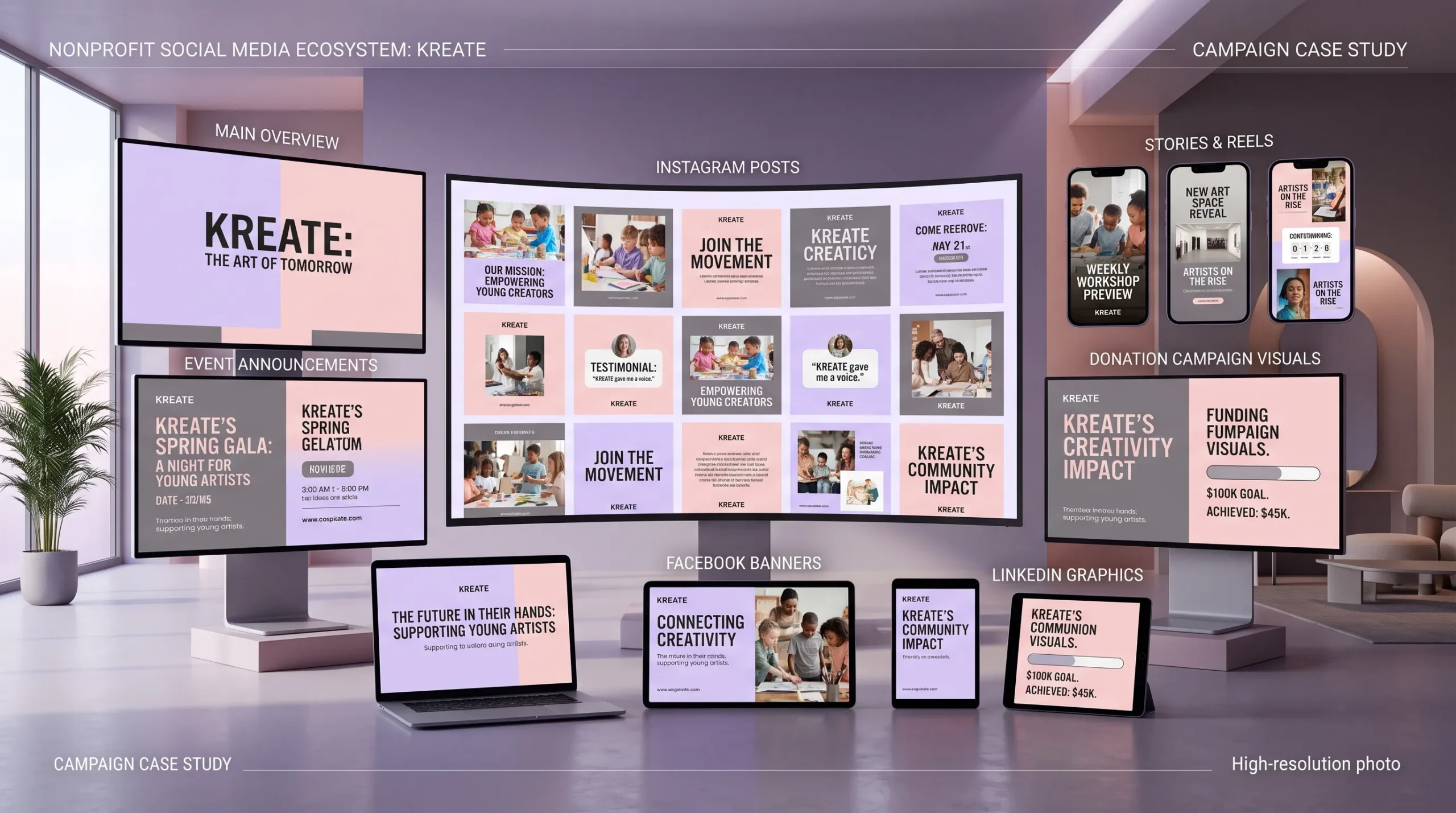 nonprofit social media content design featuring campaign posts stories and donation graphics