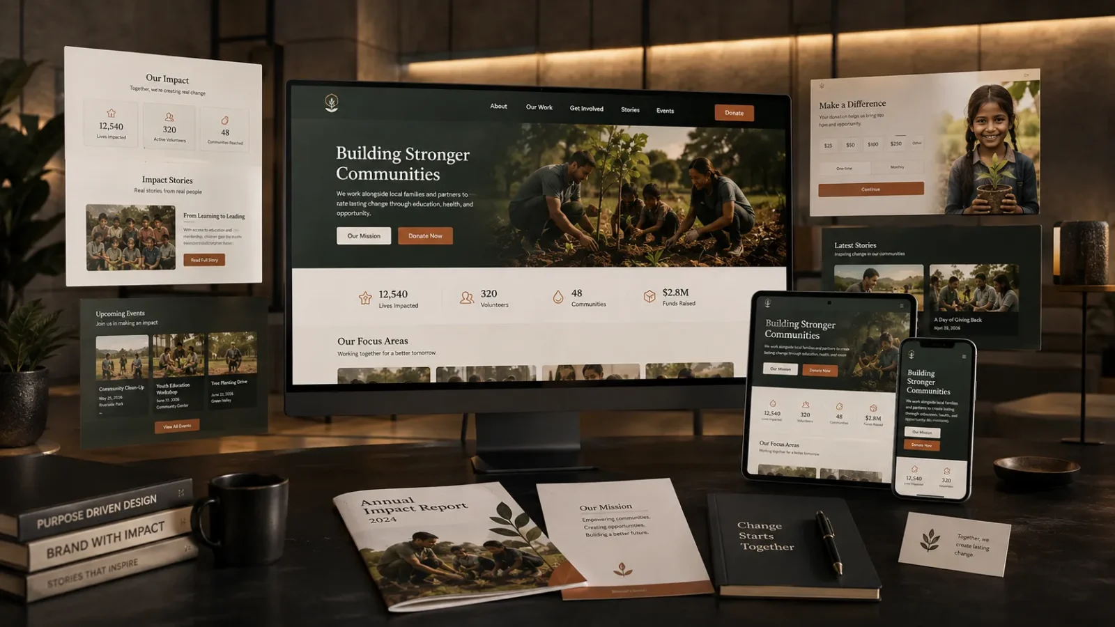 nonprofit website design with responsive donation and impact features