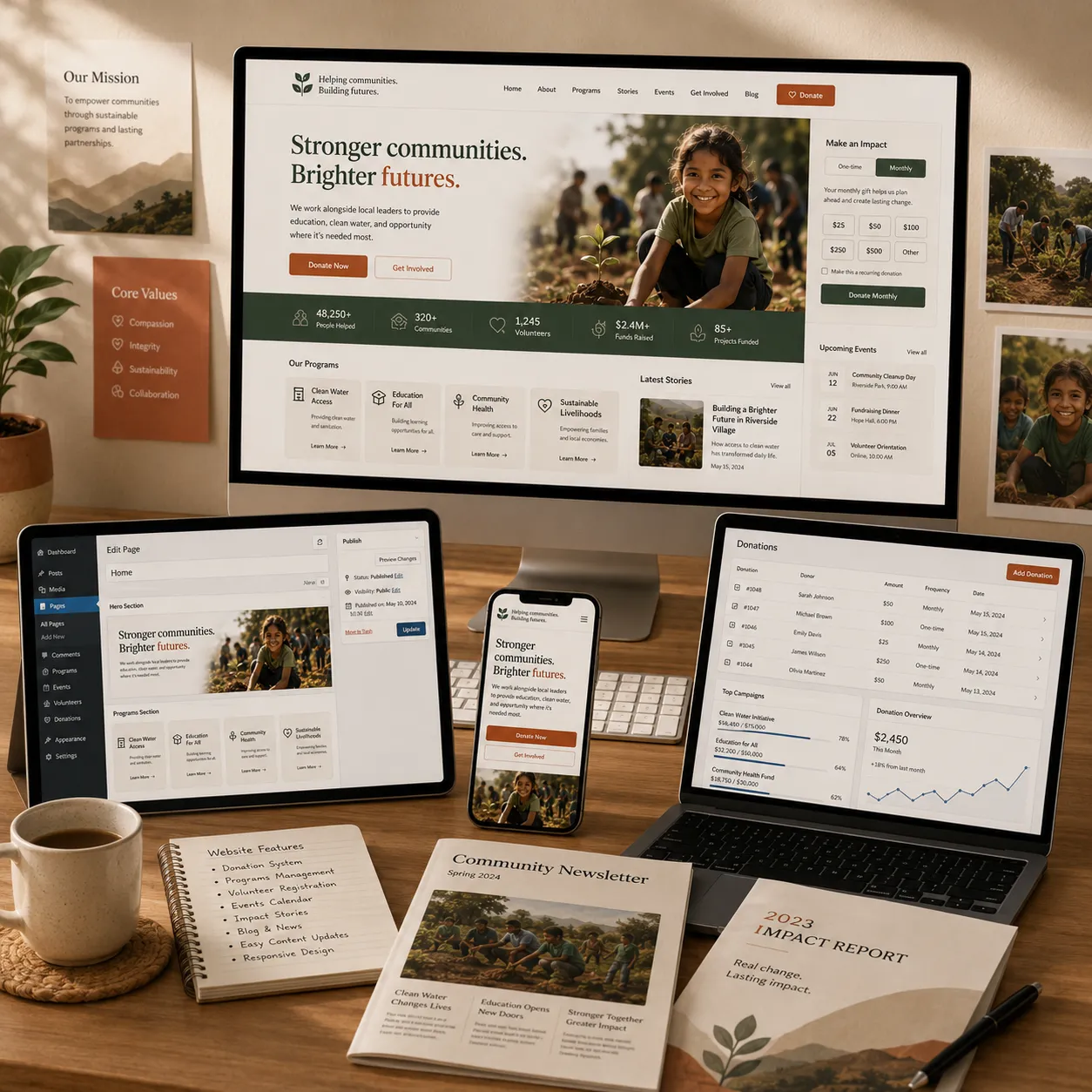 nonprofit website development with responsive design and donation management