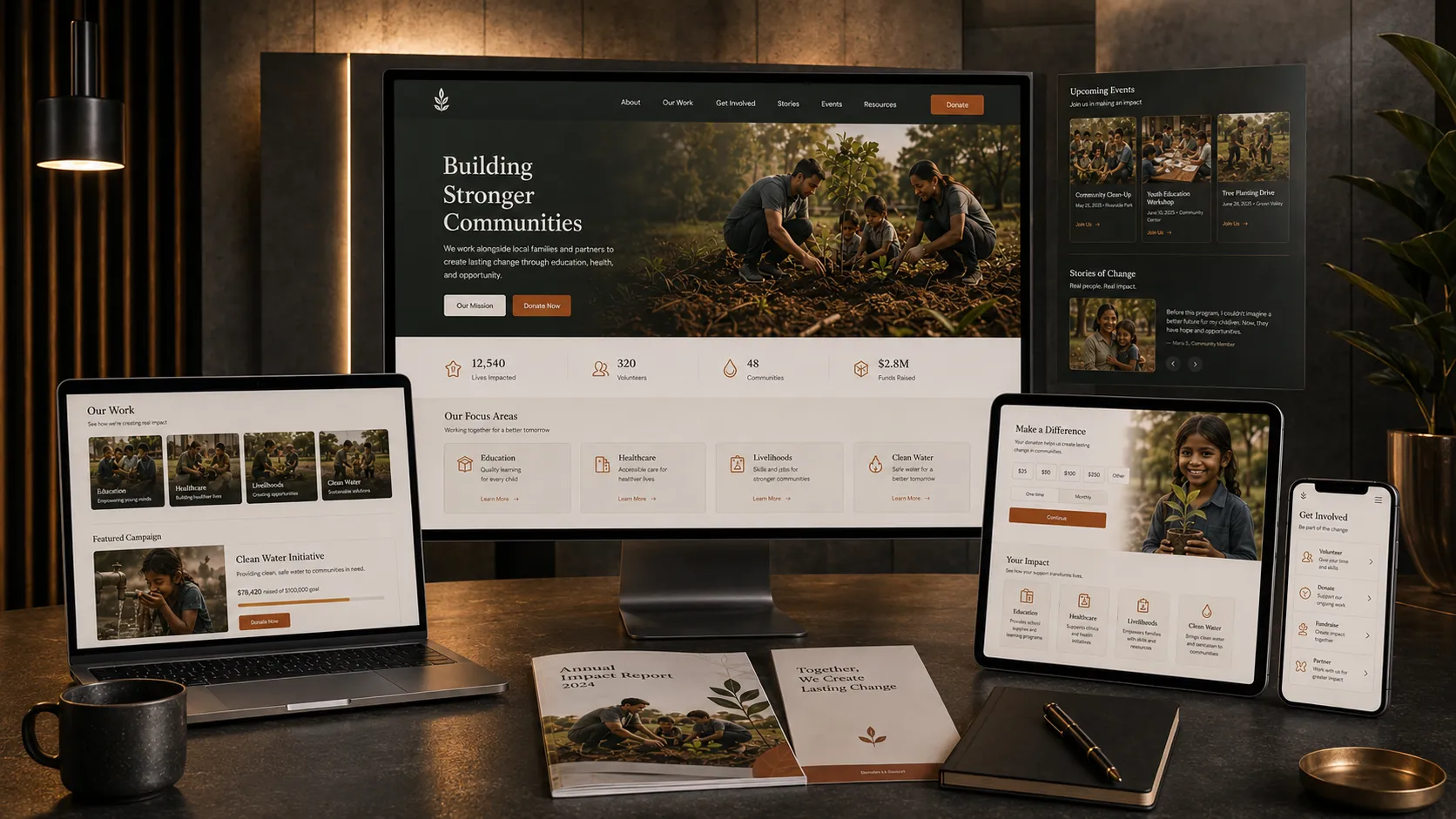 nonprofit website redesign with responsive donation and volunteer pages
