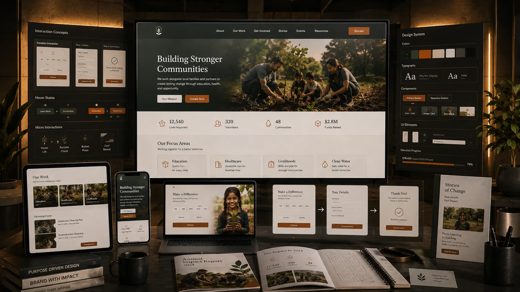nonprofit website UX design case study with interactive donation experience