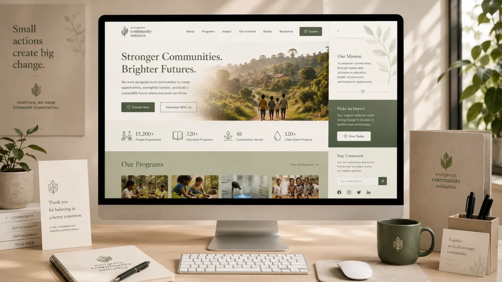 responsive nonprofit website design showcased on desktop, tablet and mobile screens